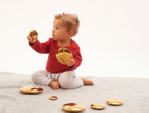 Sensory Reflective Gold Buttons Pk7