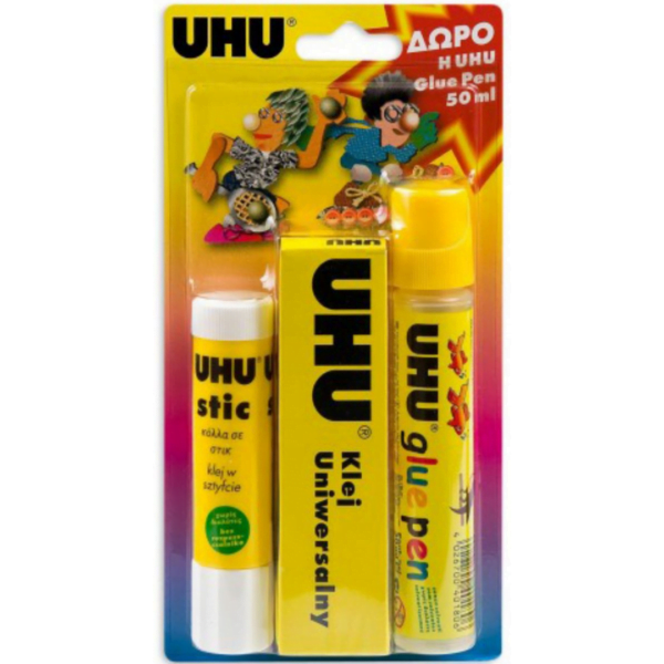 Κόλλα UHU Stick 21gr + UHU Γενικής Χρήσης + Glue Pen ΔΩΡΟ