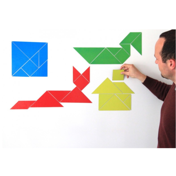 Tangram Set in 4 colours for chalkboard magnetic (28 pcs)