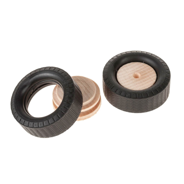 Ξύλινη ρόδα με ελαστικό, 35 mm