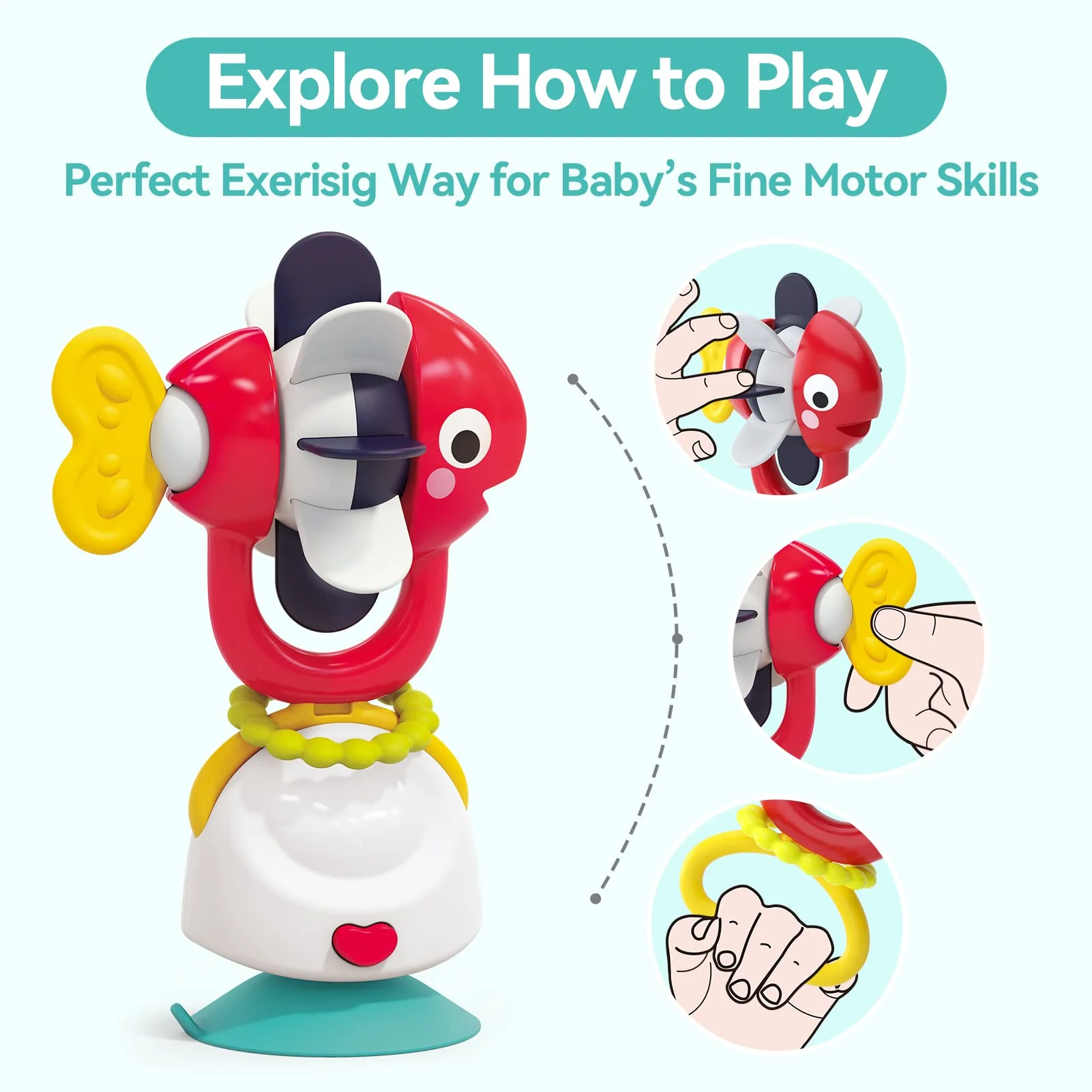 2 σε 1 Κουδουνίστρα με βεντούζα - Ψαράκι - Image 5