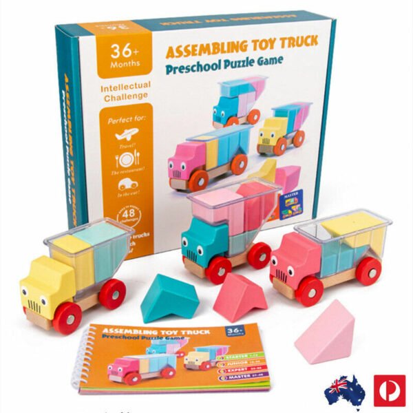 Παιχνίδι Λογικής Ξύλινα Φορτηγά και Σχήματα