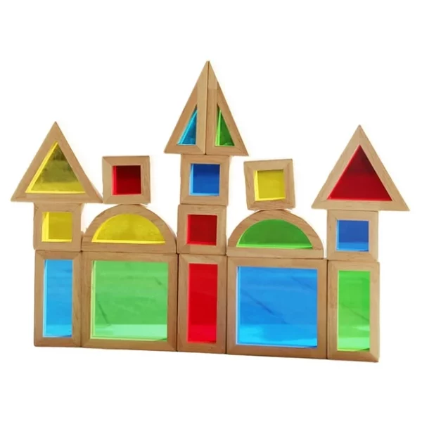 Ξύλινα Πολύχρωμα Γεωμετρικά Στερεά 17τεμ