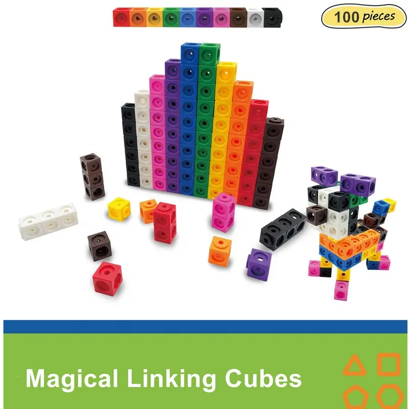 Math Linking Cubes Set with Cards and Marker - Image 2