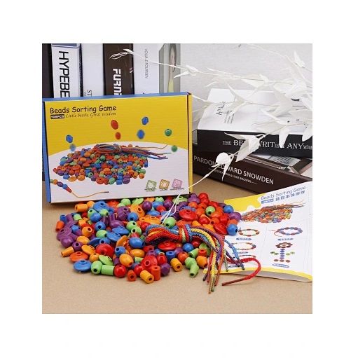 Wooden beads with strings 108 pcs.