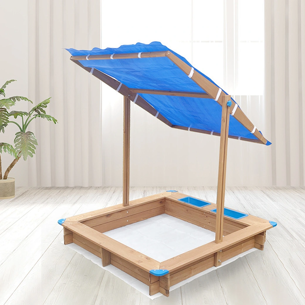 Ξύλινο Παιδικό Σπιτάκι Άμμου με Σκίαστρο - Image 2