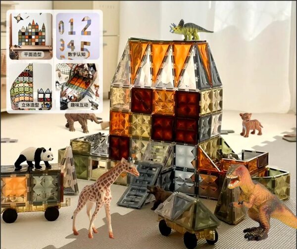 3D Διαφανή Μαγνητικά Πλακίδια – Σετ 60 Τεμαχίων