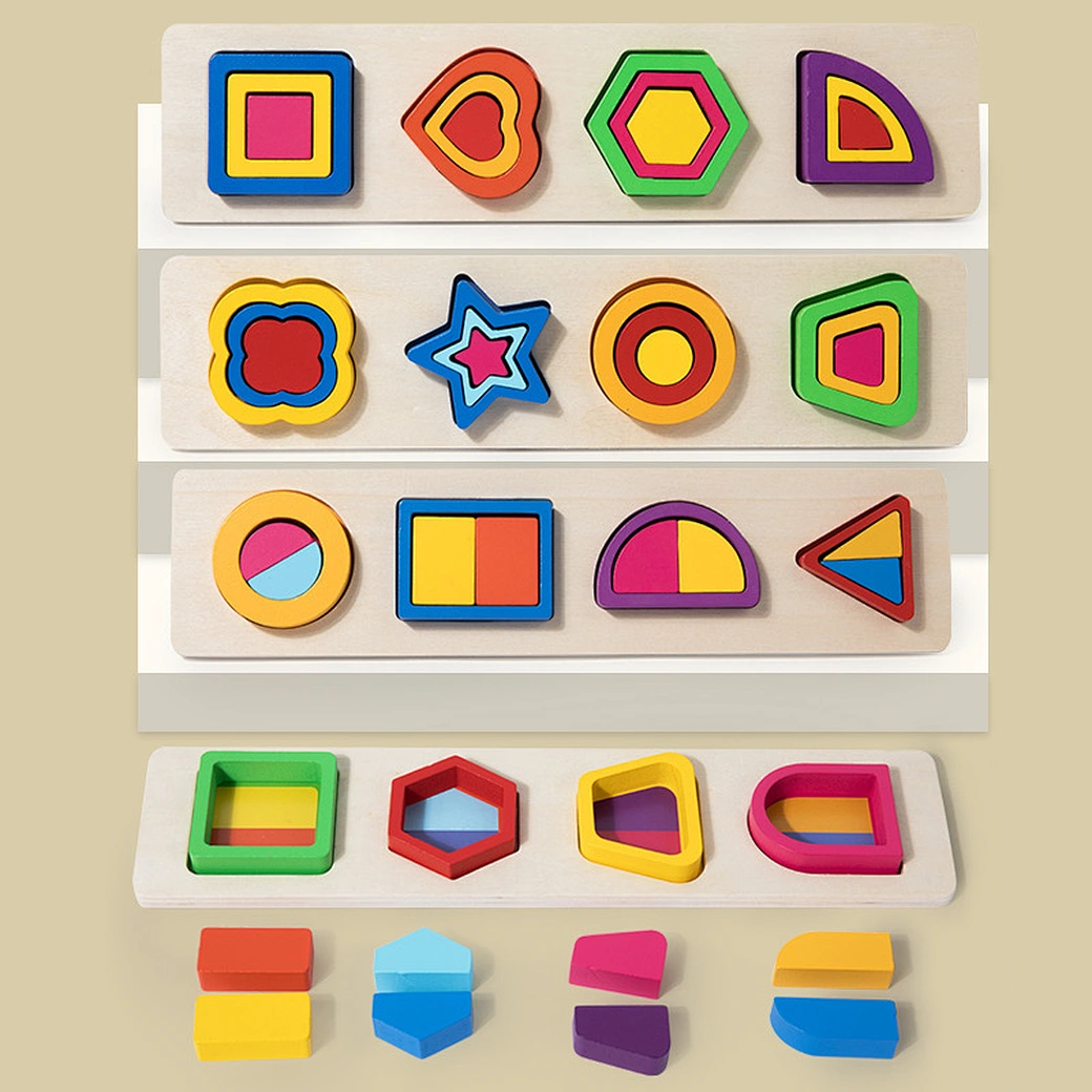 Wooden Shape & Color Matching Blocks - Image 2
